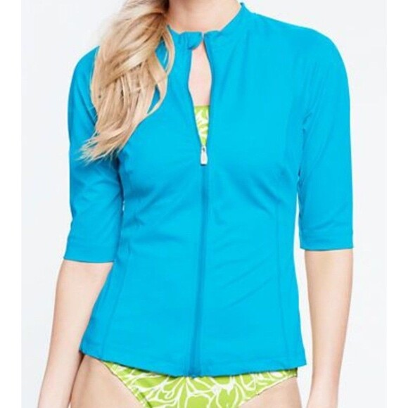 LANDS END Rash guard Swim Tops Women 3X, Full Zipper, Nylon Spandex, ,24 Inc Of - Picture 1 of 10